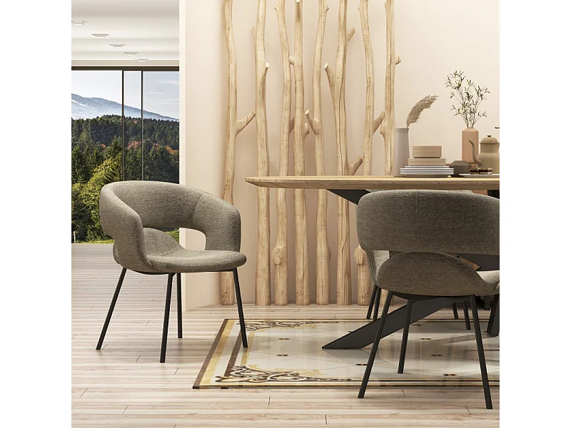 TRAVIS-Poltrona da tavolo in tessuto Luxury marronne