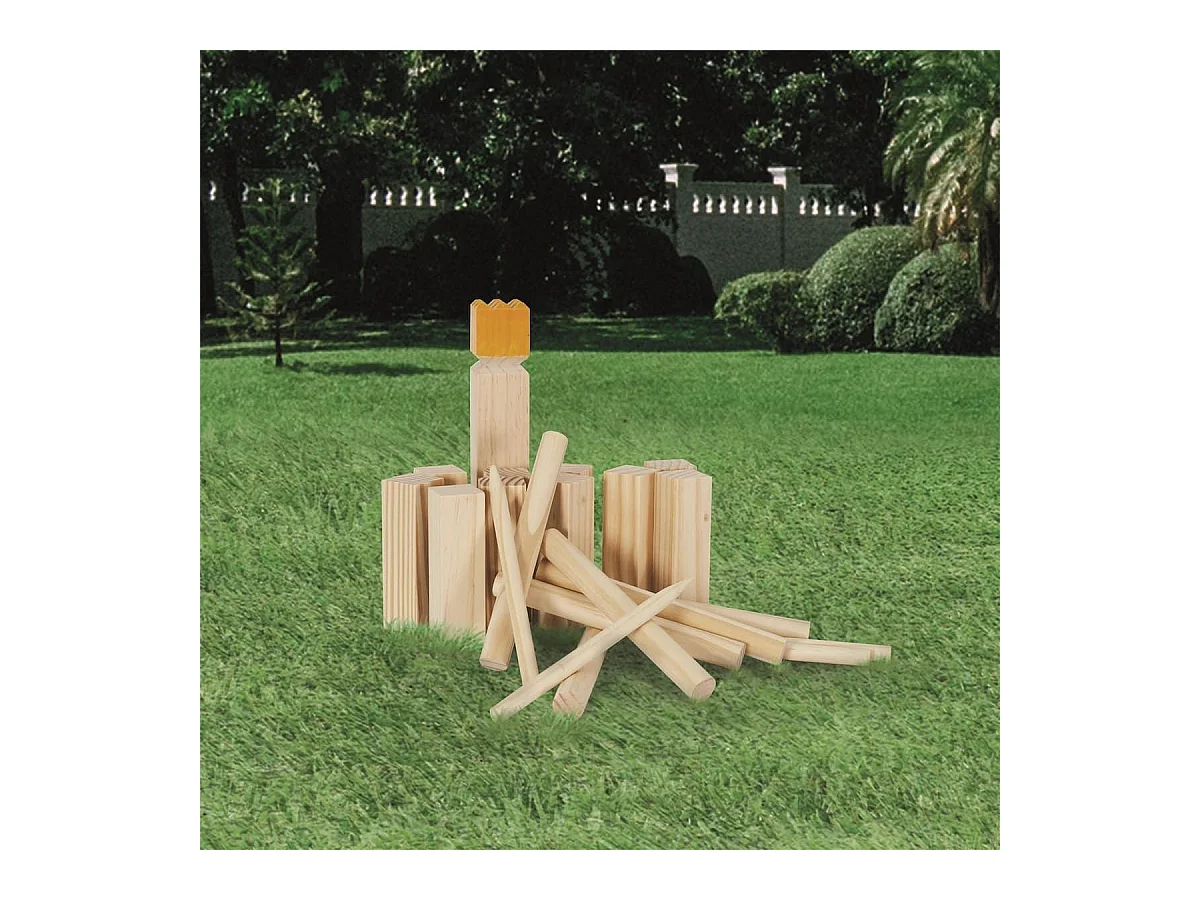 Jeu de Kubb en bois avec règle inclus