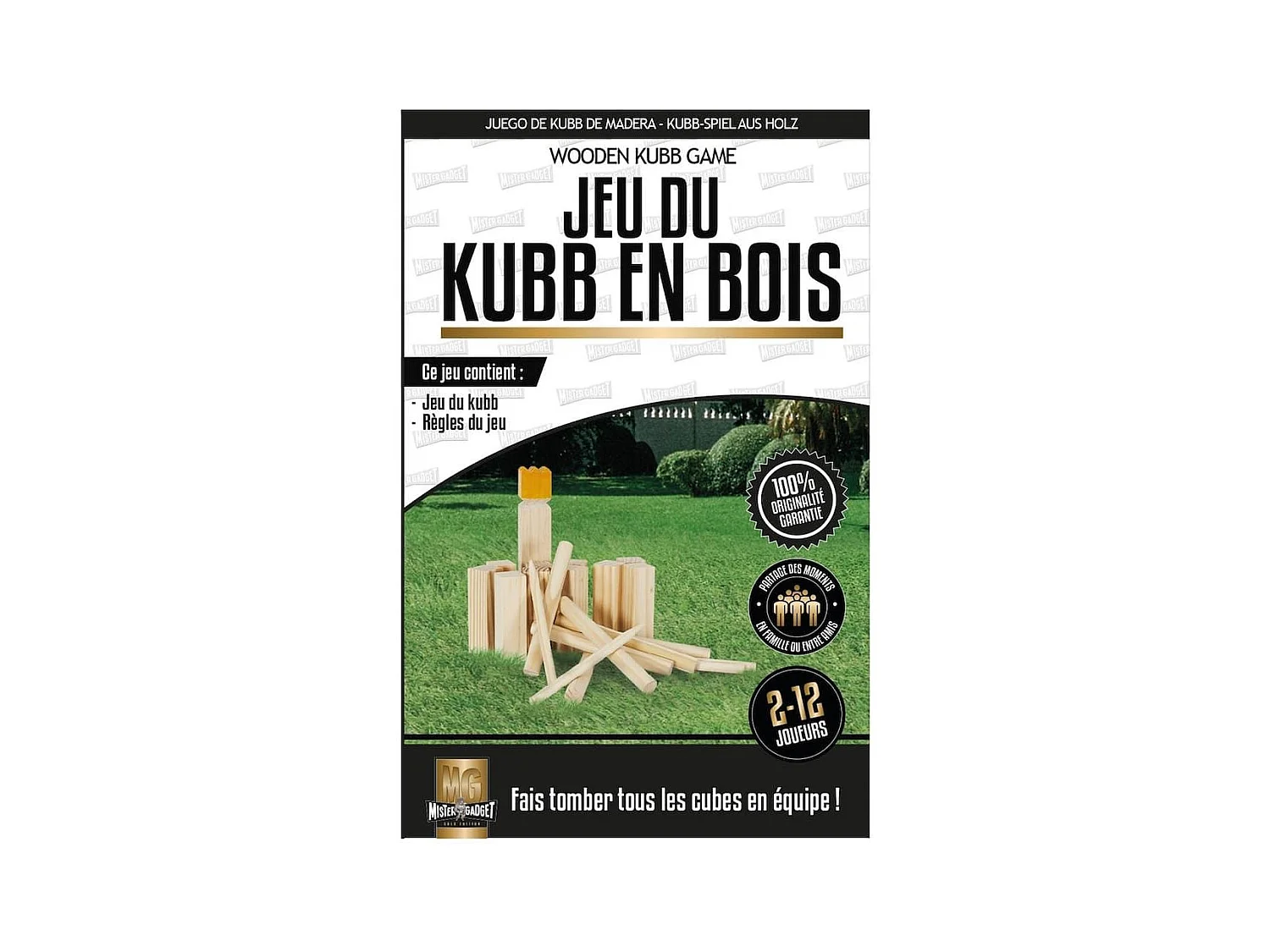 Jeu de Kubb en bois avec règle inclus