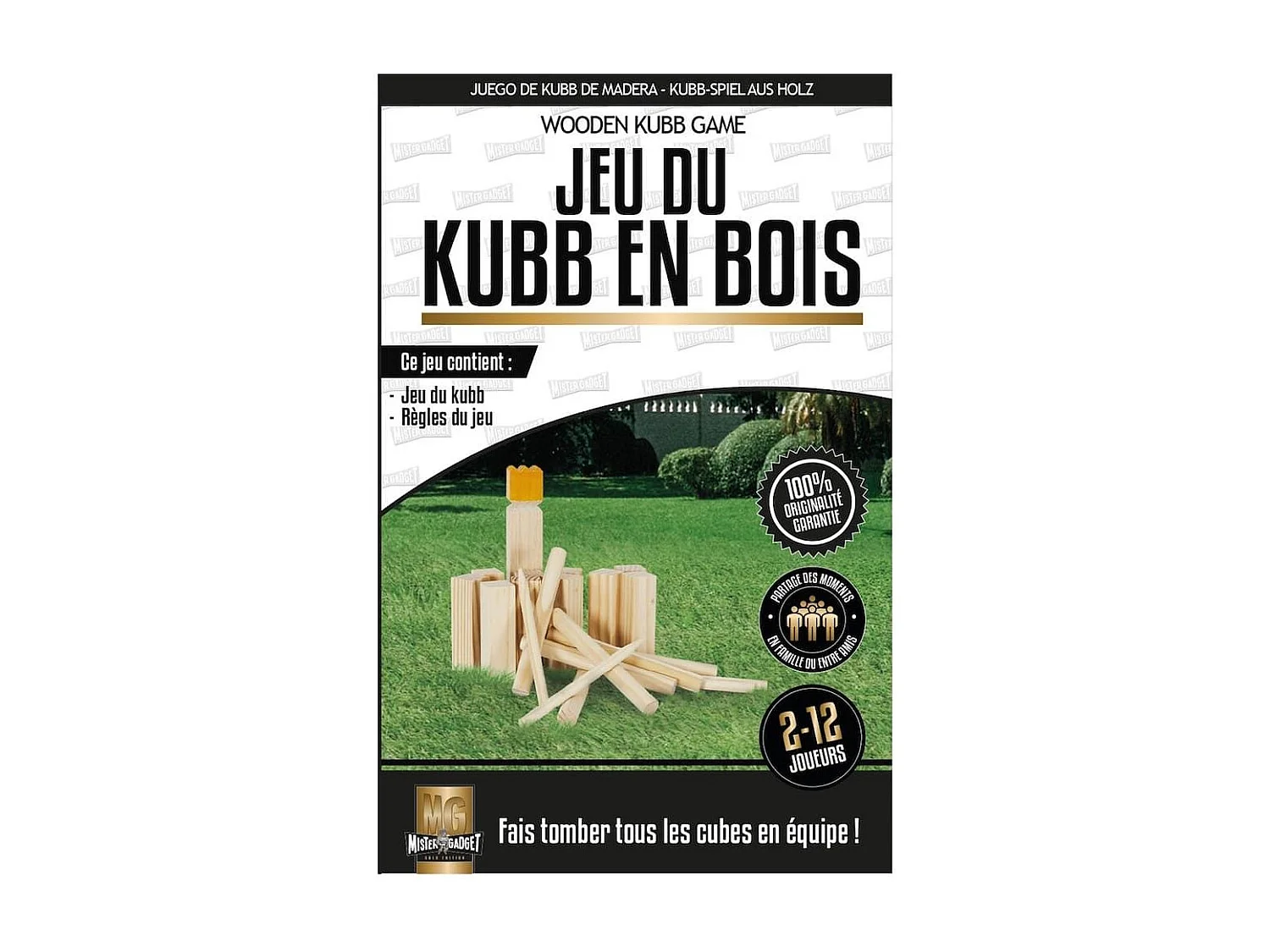 Jeu de Kubb en bois avec règle inclus