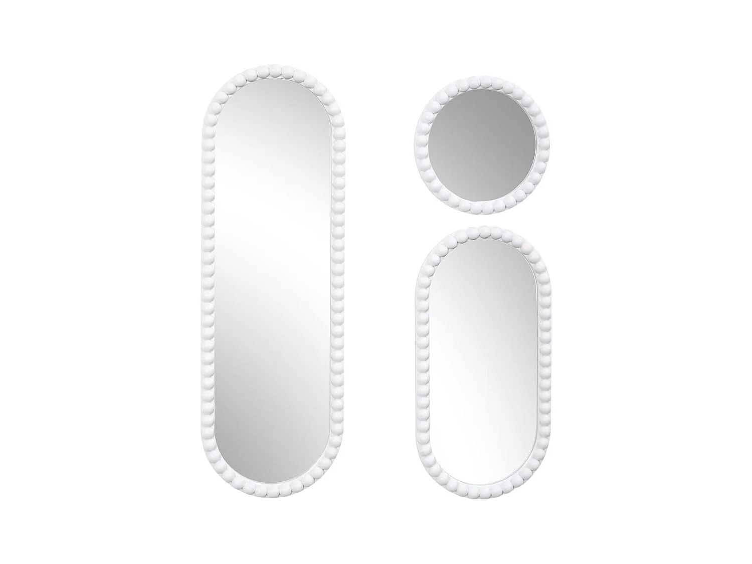 Lot de 3 Miroirs Blanc 75x25 cm / 50x25 cm / Ø25 cm - - TORIS