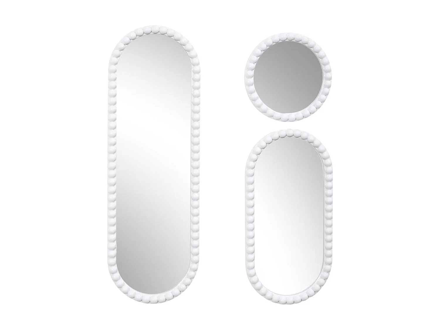 Lot de 3 Miroirs Blanc 75x25 cm / 50x25 cm / Ø25 cm - - TORIS