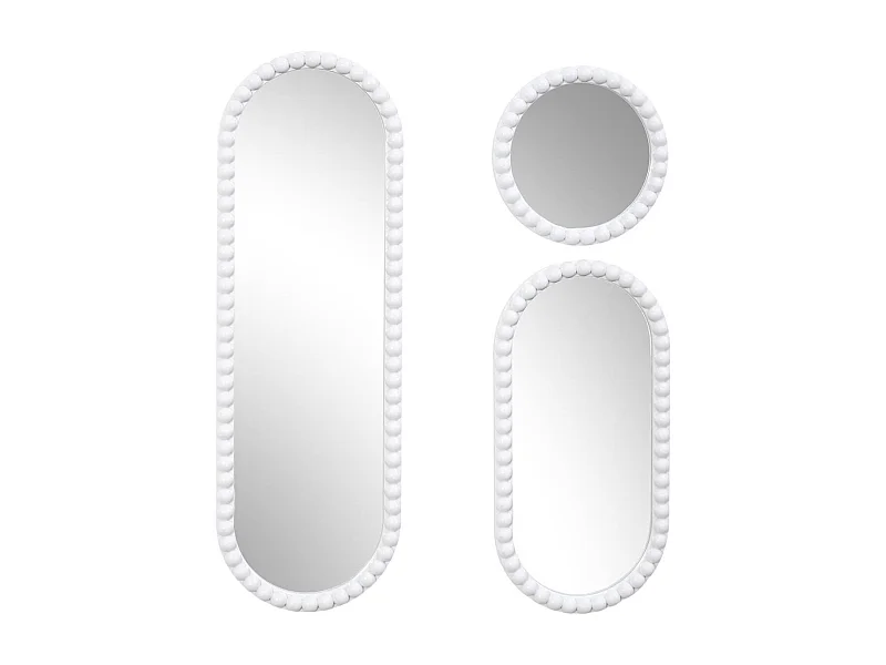 Lot de 3 Miroirs Blanc 75x25 cm / 50x25 cm / Ø25 cm - - TORIS