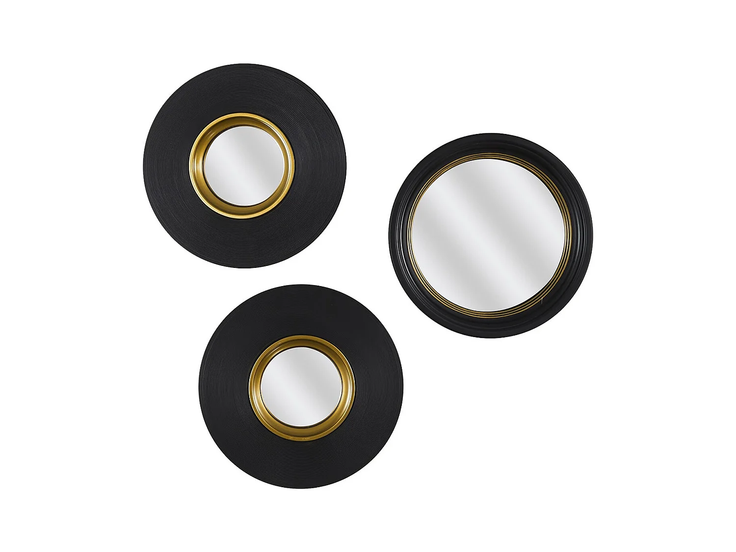 Lot de 3 Miroirs Convexes Ronds Noir et Or - HUBBLE