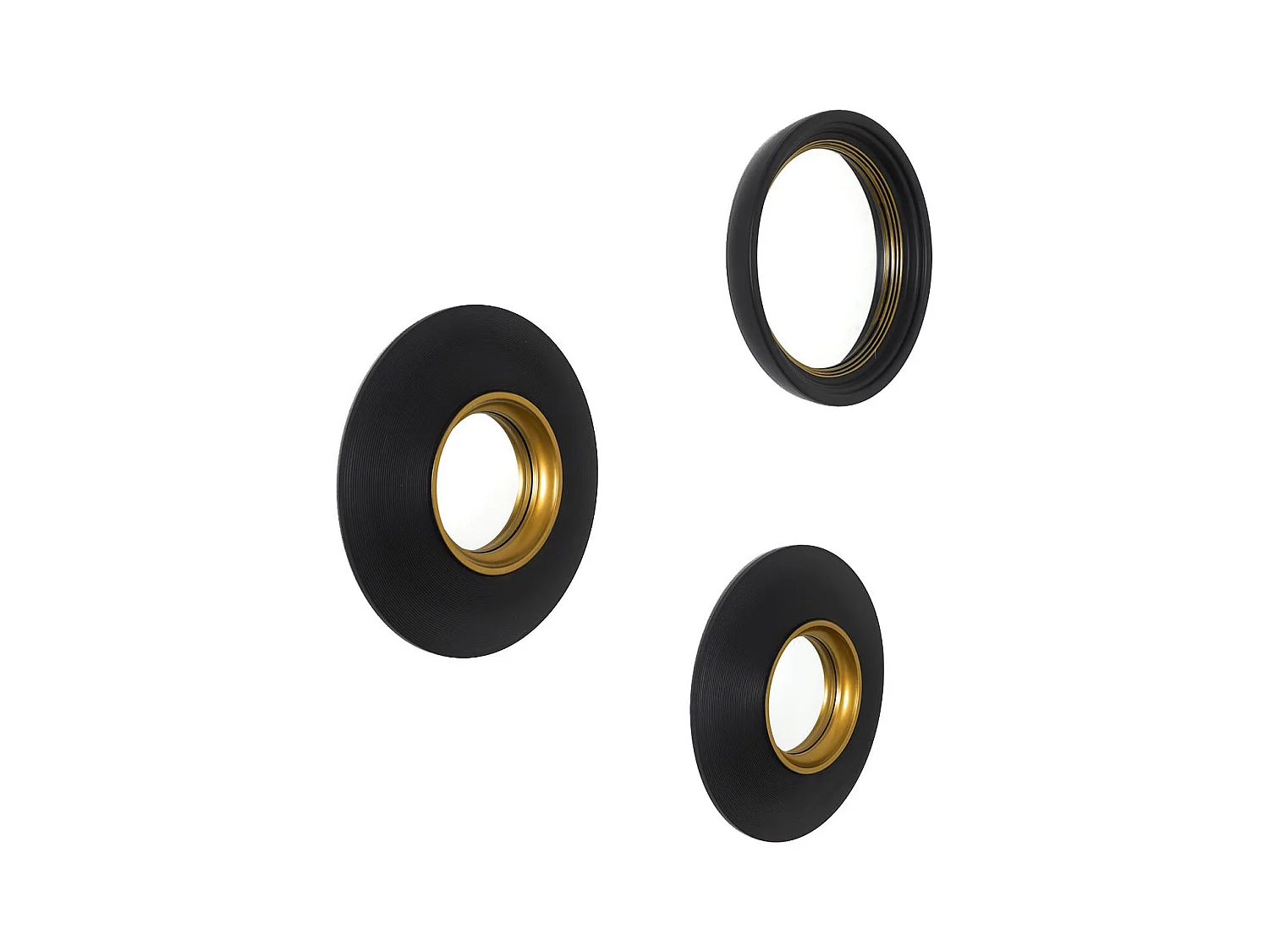 Lot de 3 Miroirs Convexes Ronds Noir et Or - HUBBLE