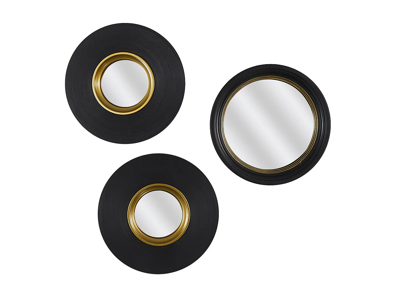 Lot de 3 Miroirs Convexes Ronds Noir et Or - HUBBLE