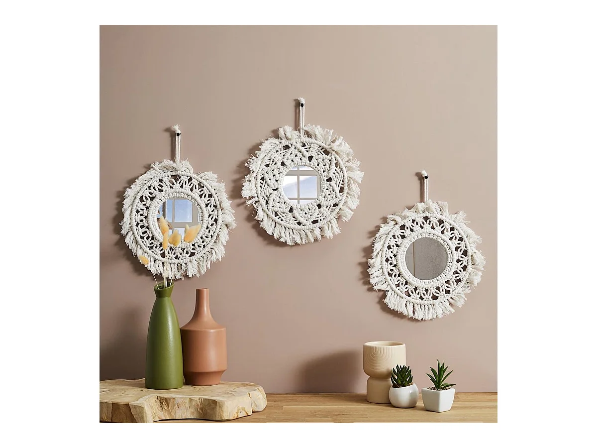 Lot de 3 Miroirs Muraux Boho 28 cm - LEXAN