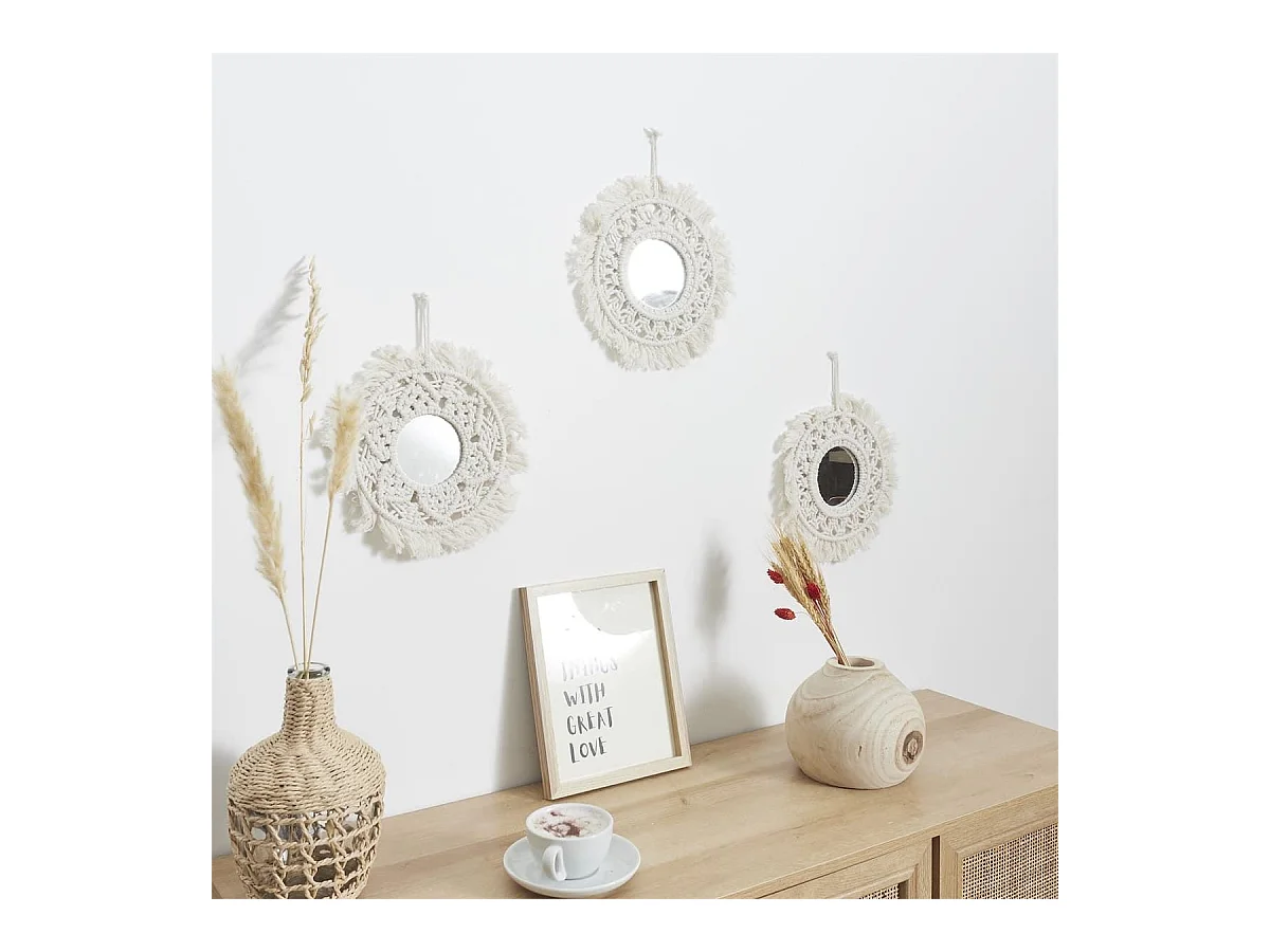 Lot de 3 Miroirs Muraux Boho 28 cm - LEXAN