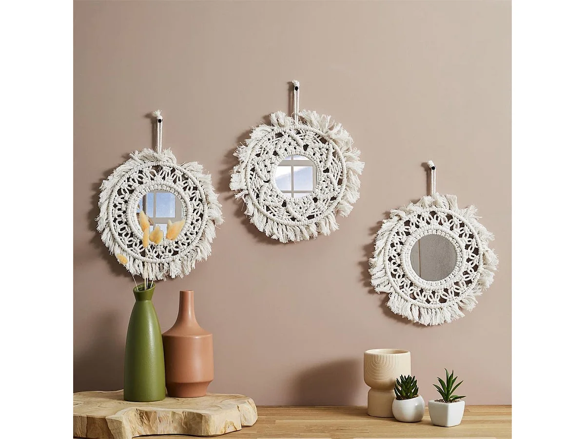 Lot de 3 Miroirs Muraux Boho 28 cm - LEXAN