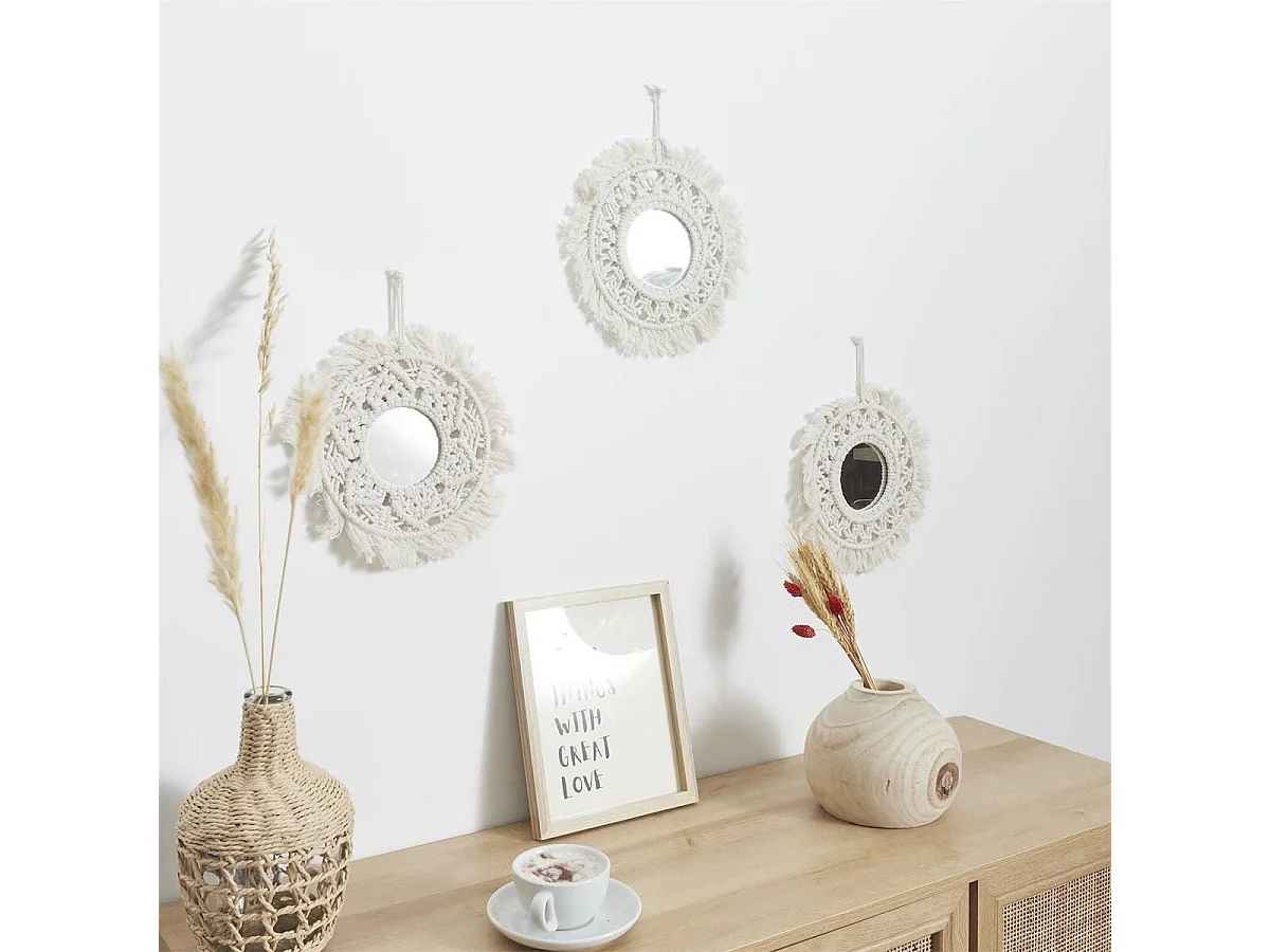 Lot de 3 Miroirs Muraux Boho 28 cm - LEXAN