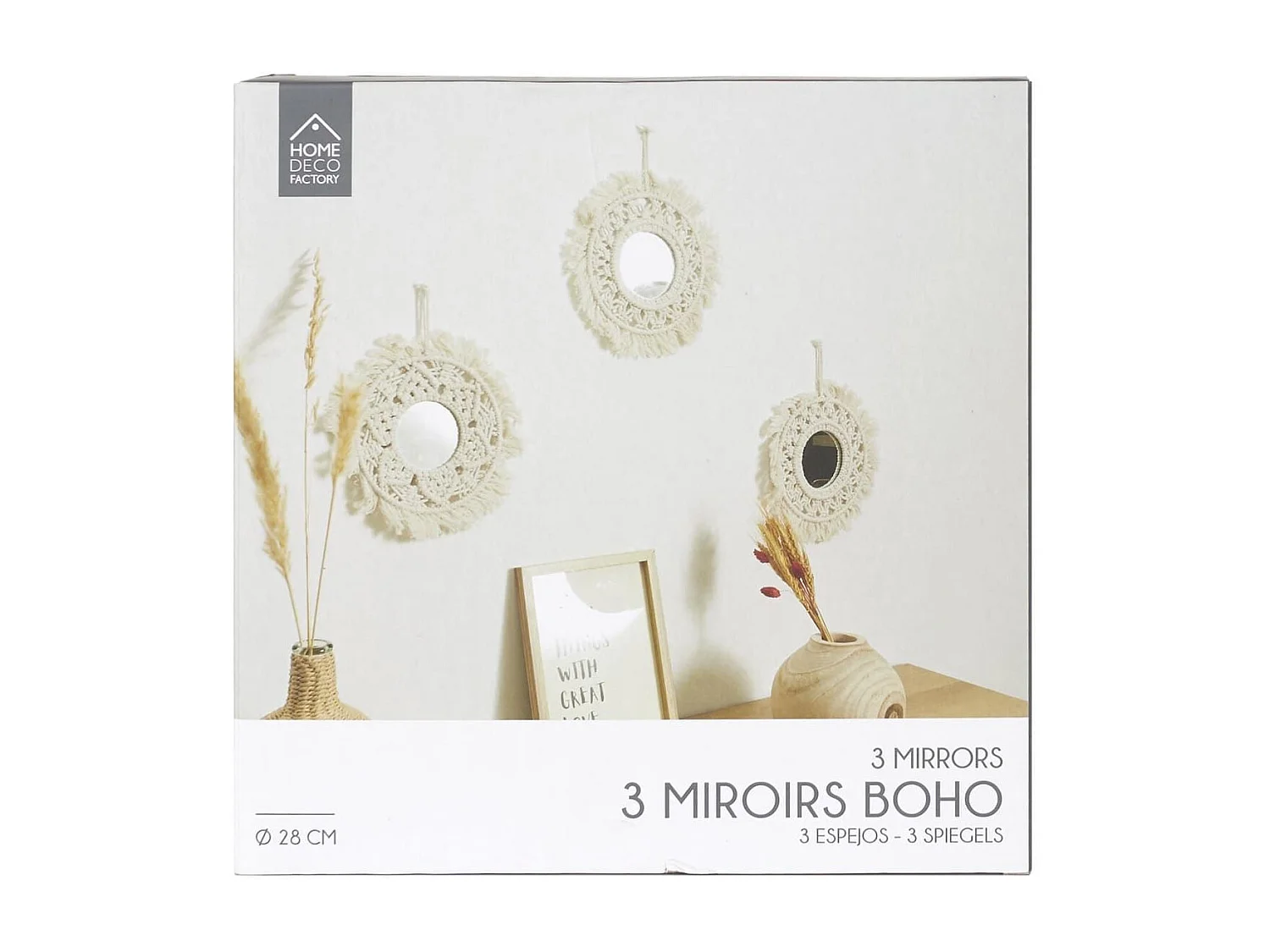 Lot de 3 Miroirs Muraux Boho 28 cm - LEXAN