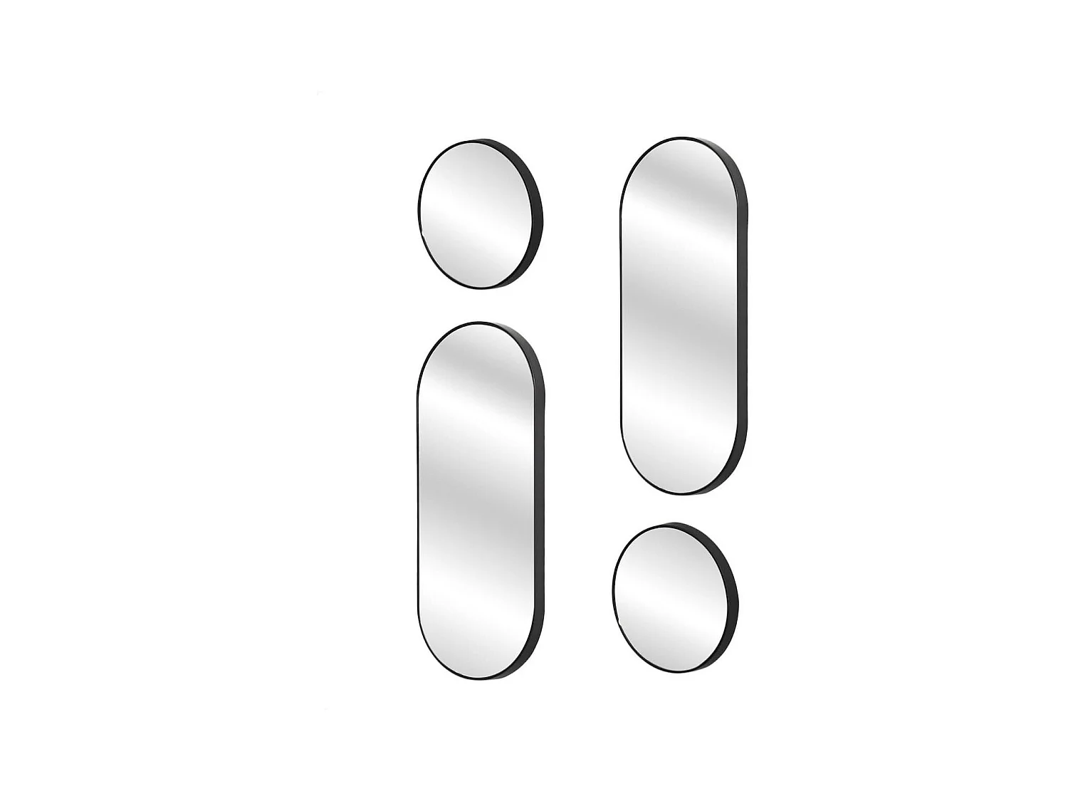 Ensemble de 4 Miroirs Déco Ronds et Ovale Noir - VILON