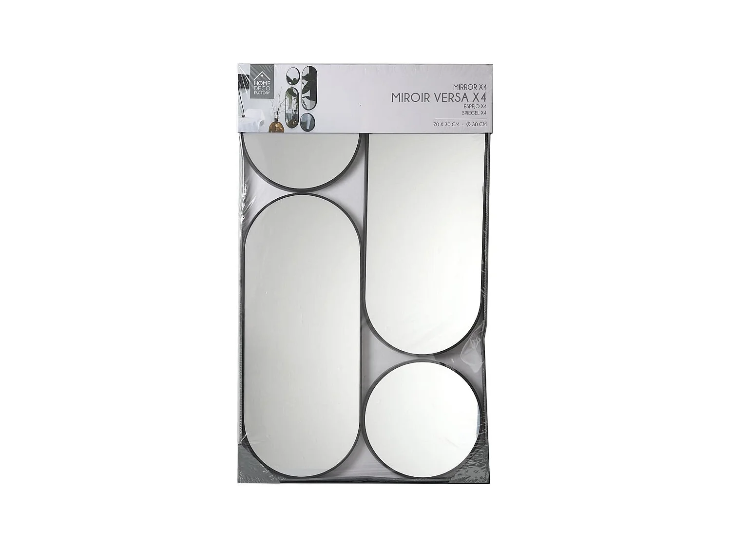 Ensemble de 4 Miroirs Déco Ronds et Ovale Noir - VILON