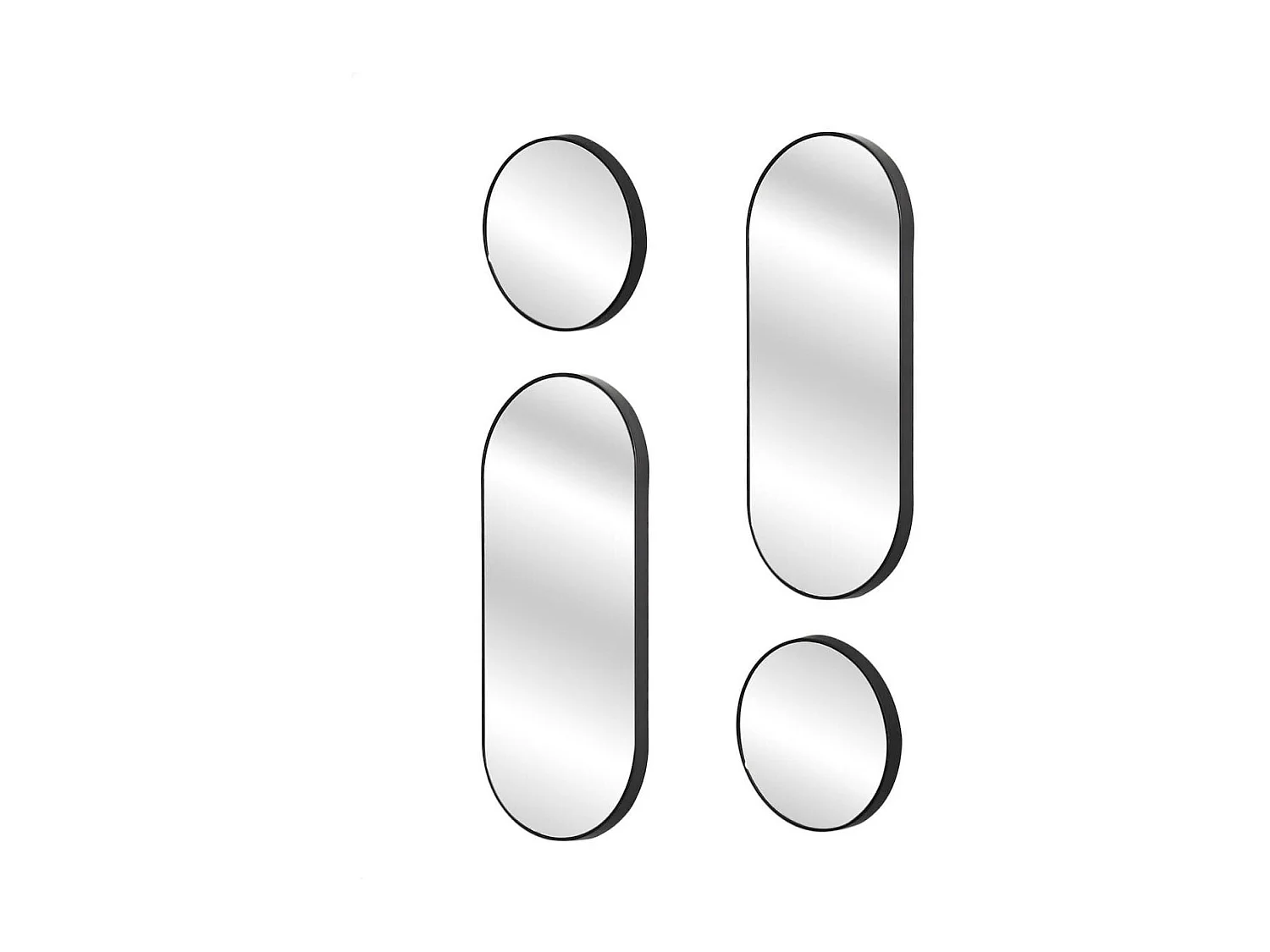 Ensemble de 4 Miroirs Déco Ronds et Ovale Noir - VILON