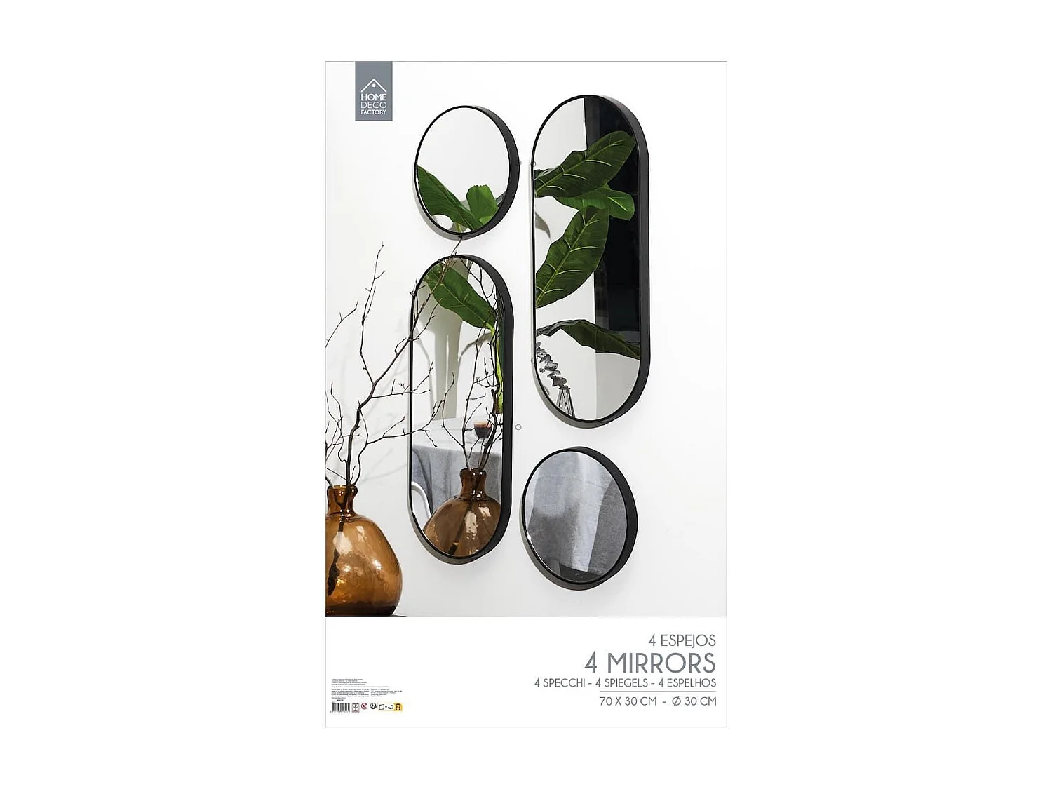 Ensemble de 4 Miroirs Déco Ronds et Ovale Noir - VILON