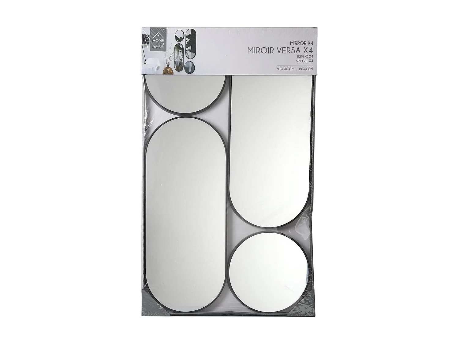 Ensemble de 4 Miroirs Déco Ronds et Ovale Noir - VILON