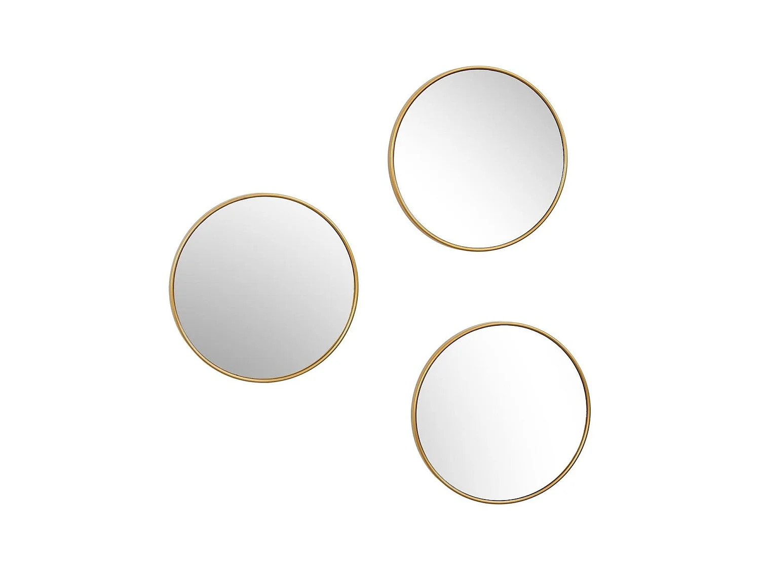 Lot de 3 Miroirs Doré Ø26cm - Miroirs Ronds avec Cadre Doré pour Décoration Murale - SILVA