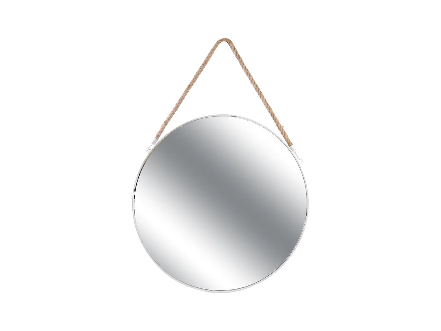 Miroir Rond avec Anse en Jonc Contour Blanc Ø50 cm - ABRAM
