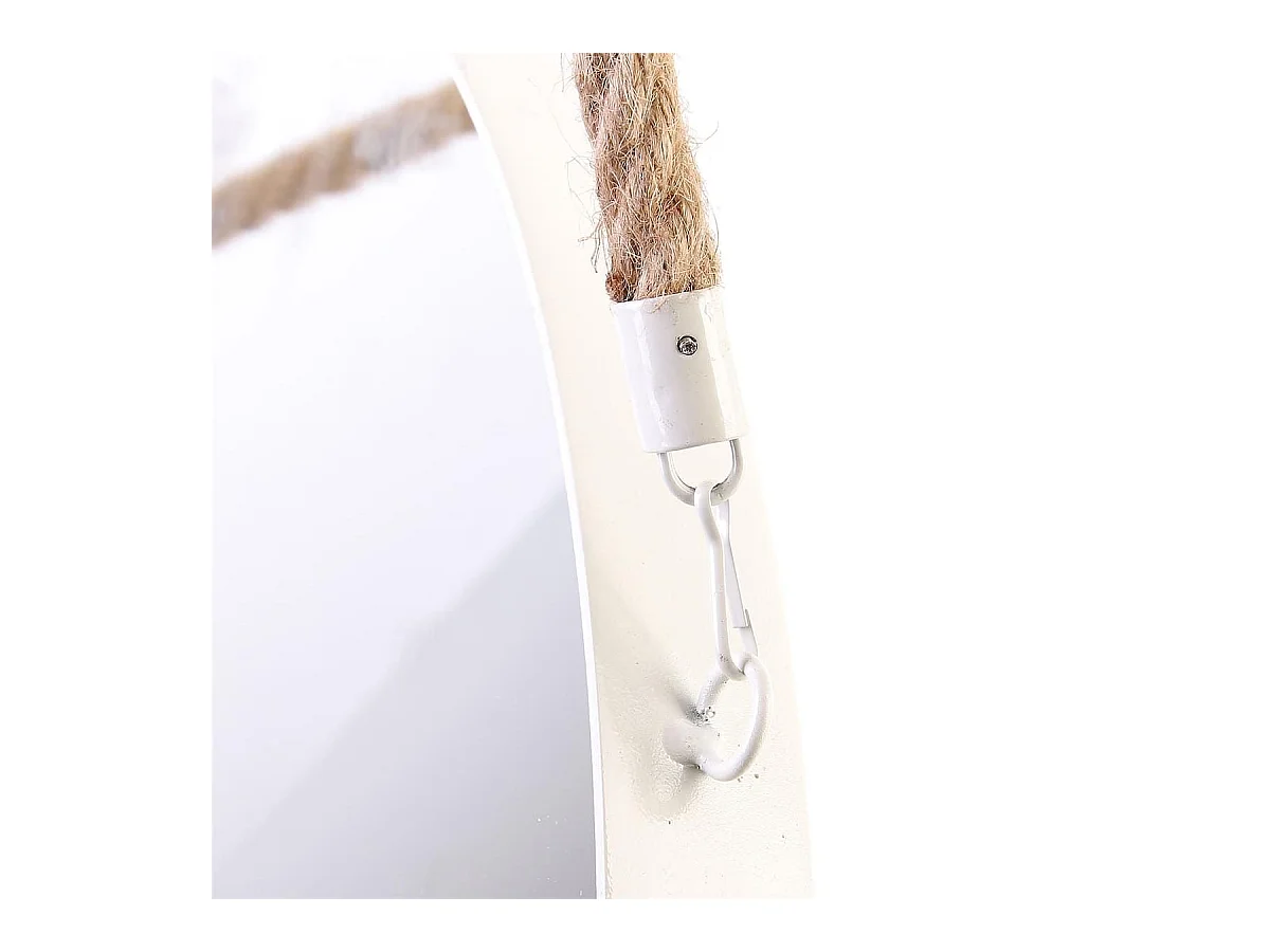 Miroir Rond avec Anse en Jonc Contour Blanc Ø50 cm - ABRAM
