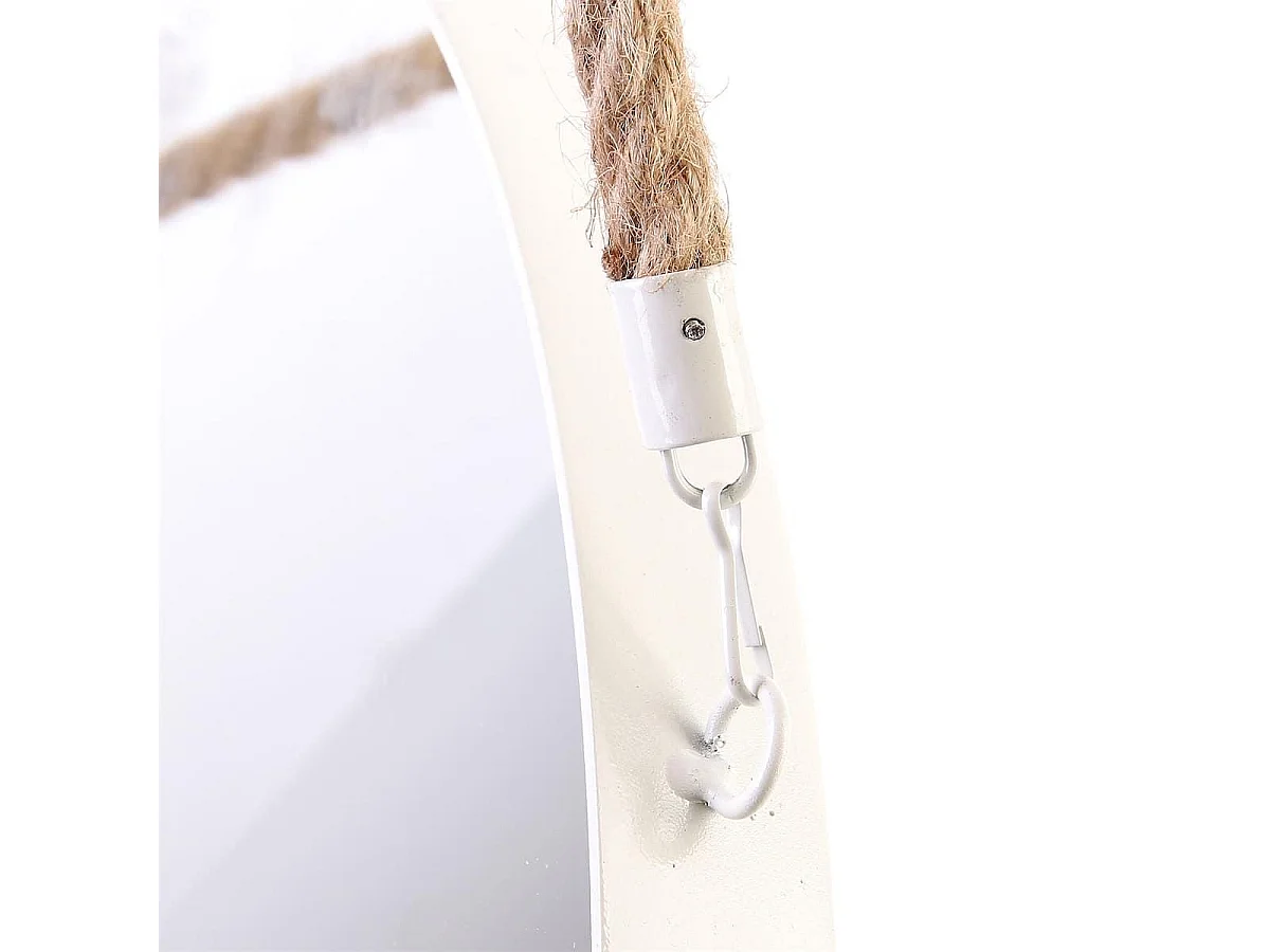Miroir Rond avec Anse en Jonc Contour Blanc Ø50 cm - ABRAM