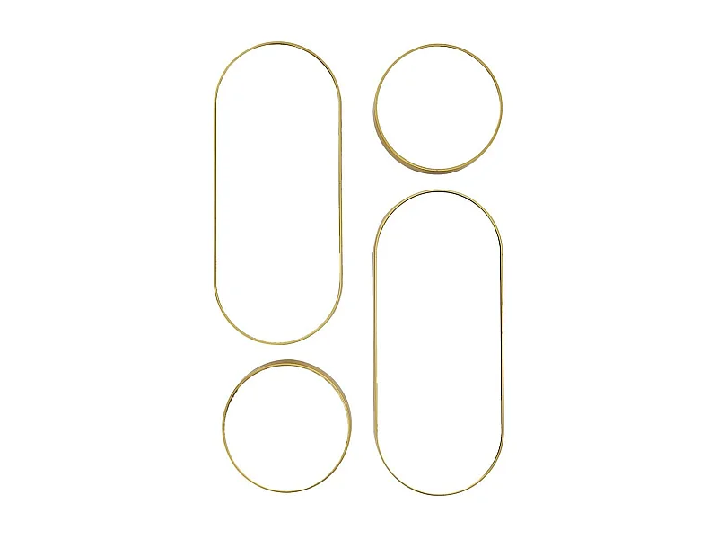 Lot de 4 Miroirs Muraux Décoratifs Rond et Ovale Versa Doré - IONIX
