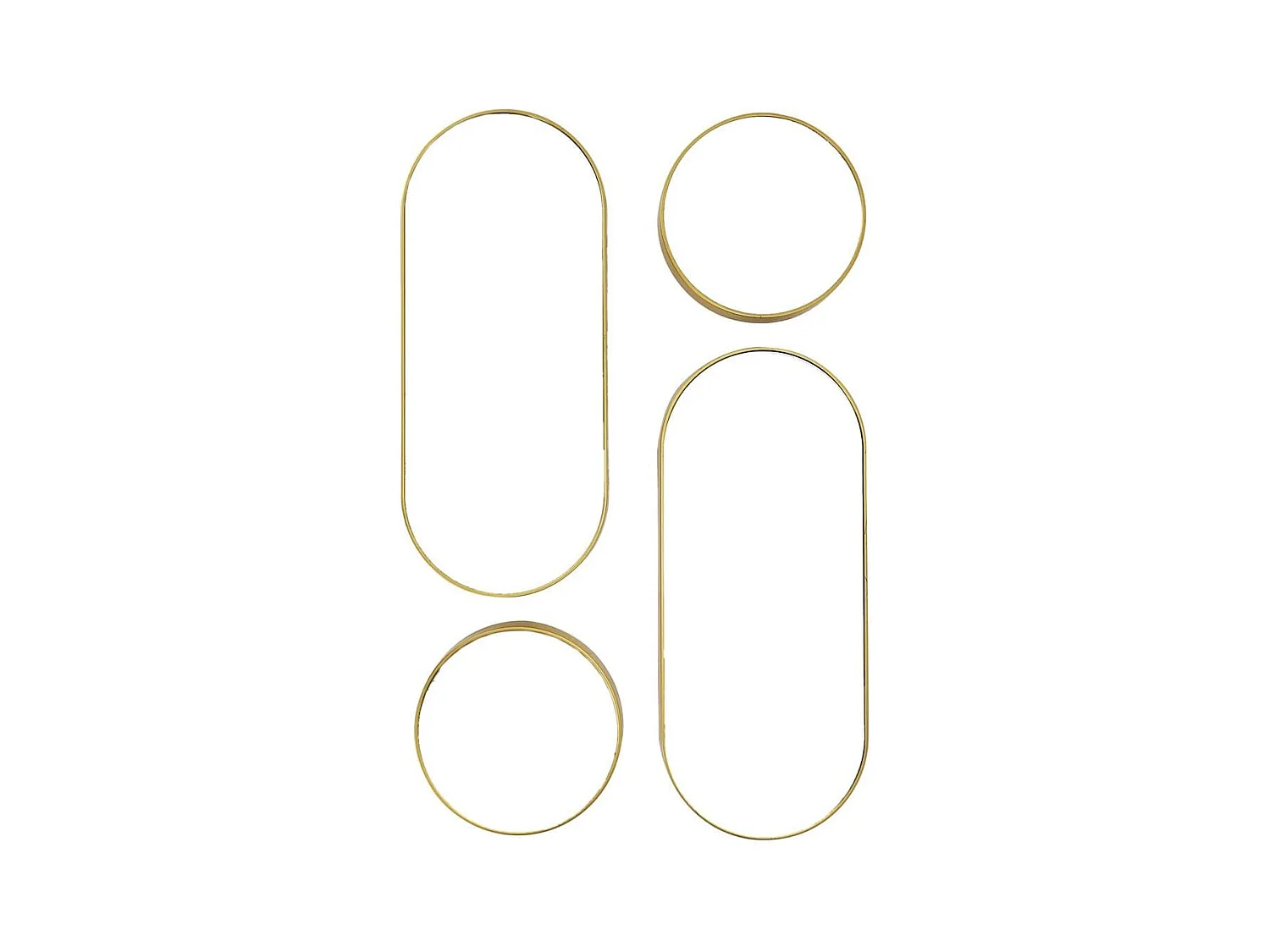 Lot de 4 Miroirs Muraux Décoratifs Rond et Ovale Versa Doré - IONIX