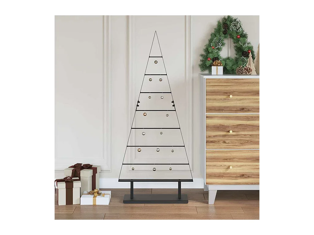 Árbol de Navidad de metal con soporte Negro 125 cm Acero
