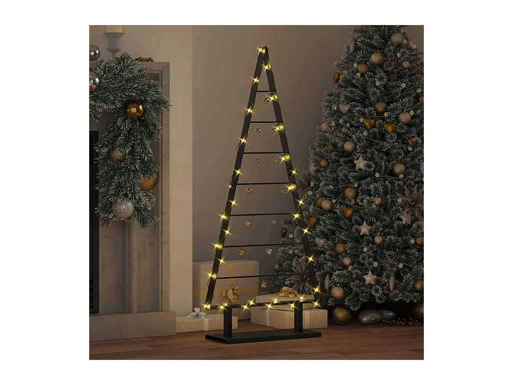 Árbol de Navidad de metal con soporte Negro 125 cm Acero
