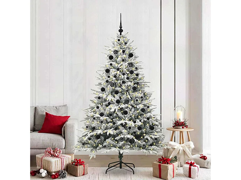 Sapin de Noël artificiel pré-éclairé avec set de boules Vert