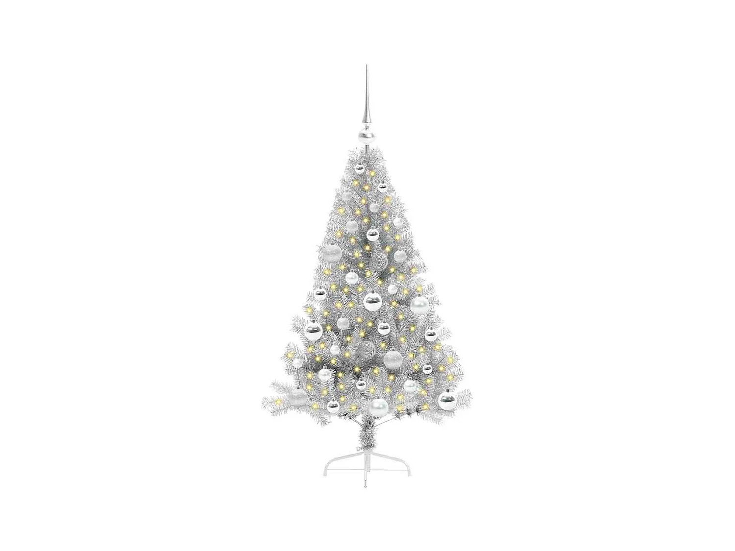 Árbol de Navidad Artificial Preiluminado Plateado 120 cm PET