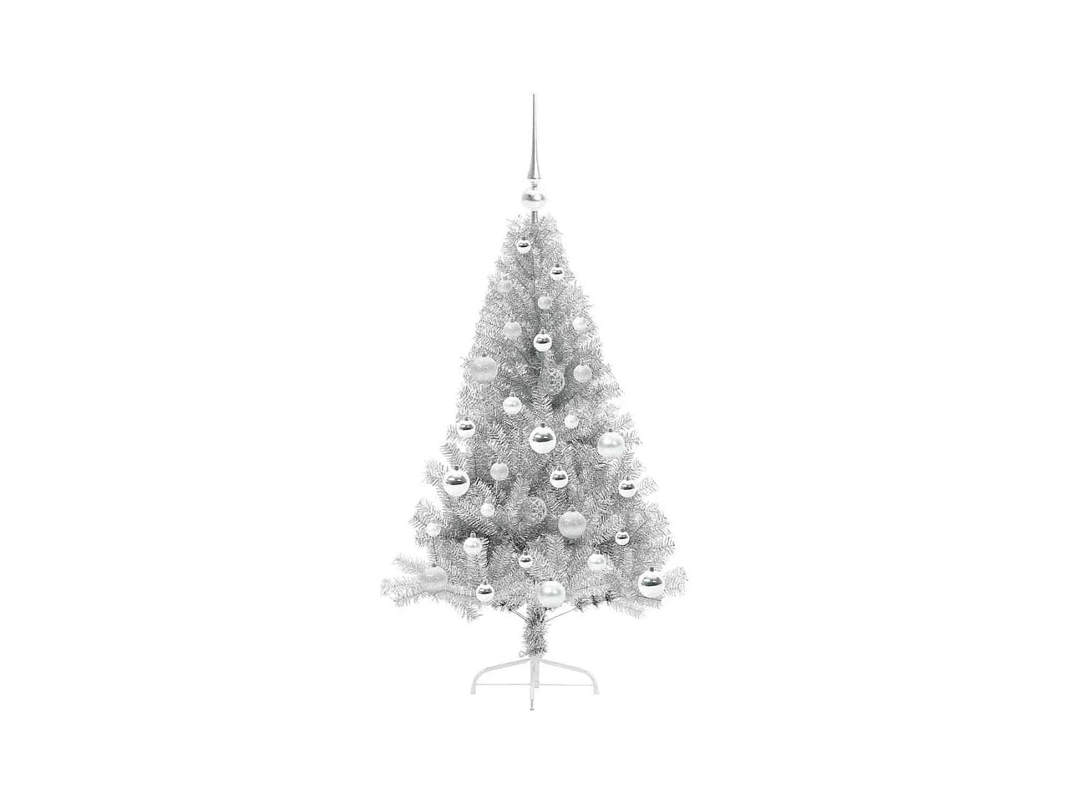 Árbol de Navidad Artificial Preiluminado Plateado 120 cm PET