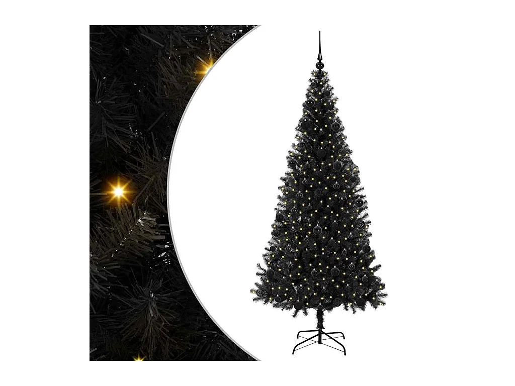 Sapin de Noël avec 300 LED avec support Noir 210 cm PVC