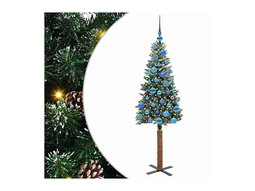 Árbol de Navidad Delgado con 150 LED con soporte Verde y 150 cm
