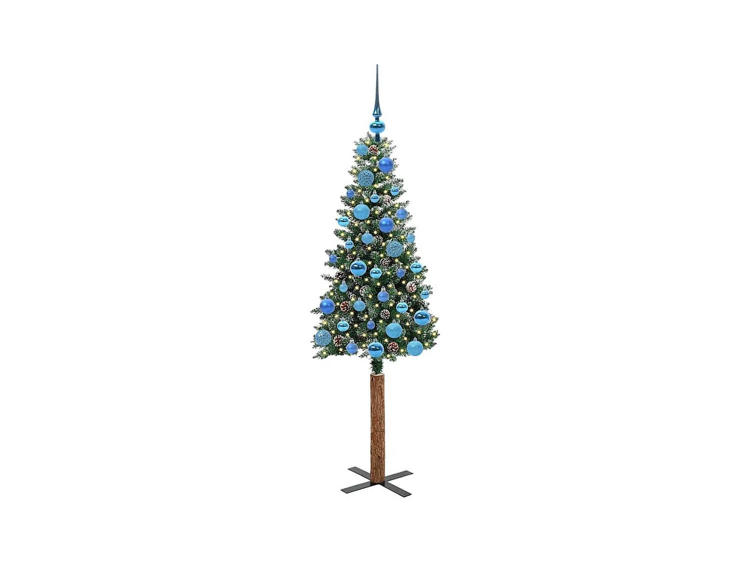 Árbol de Navidad Delgado con 150 LED con soporte Verde y 150 cm