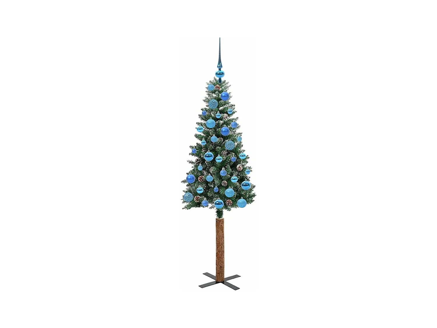 Árbol de Navidad Delgado con 150 LED con soporte Verde y 150 cm