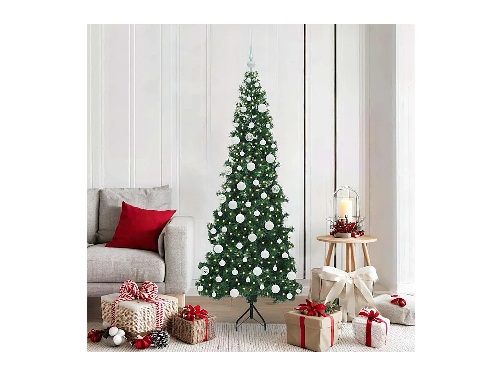 Árbol de Navidad Artificial de Esquina Verde 180 cm PVC y Metal