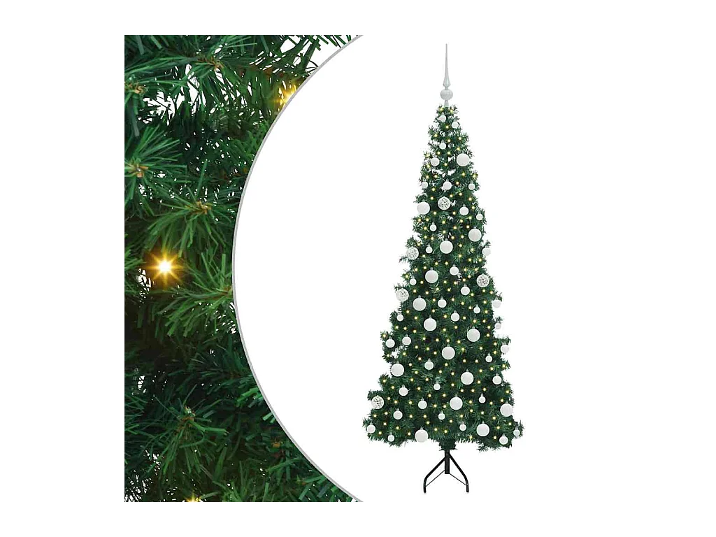 Árbol de Navidad Artificial de Esquina Verde 180 cm PVC y Metal