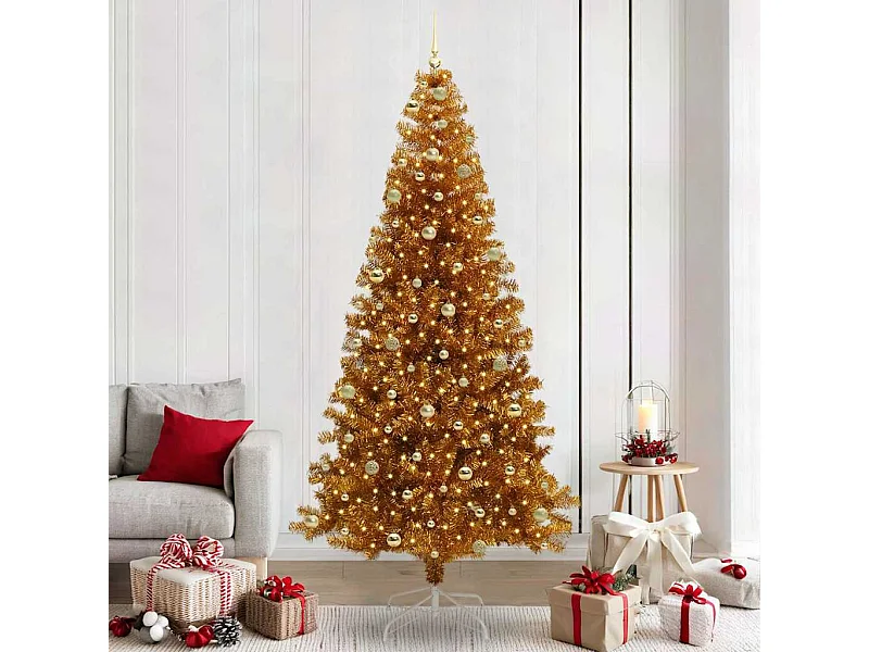 Árbol de Navidad con 300 LED con soporte Dorado 240 cm PET