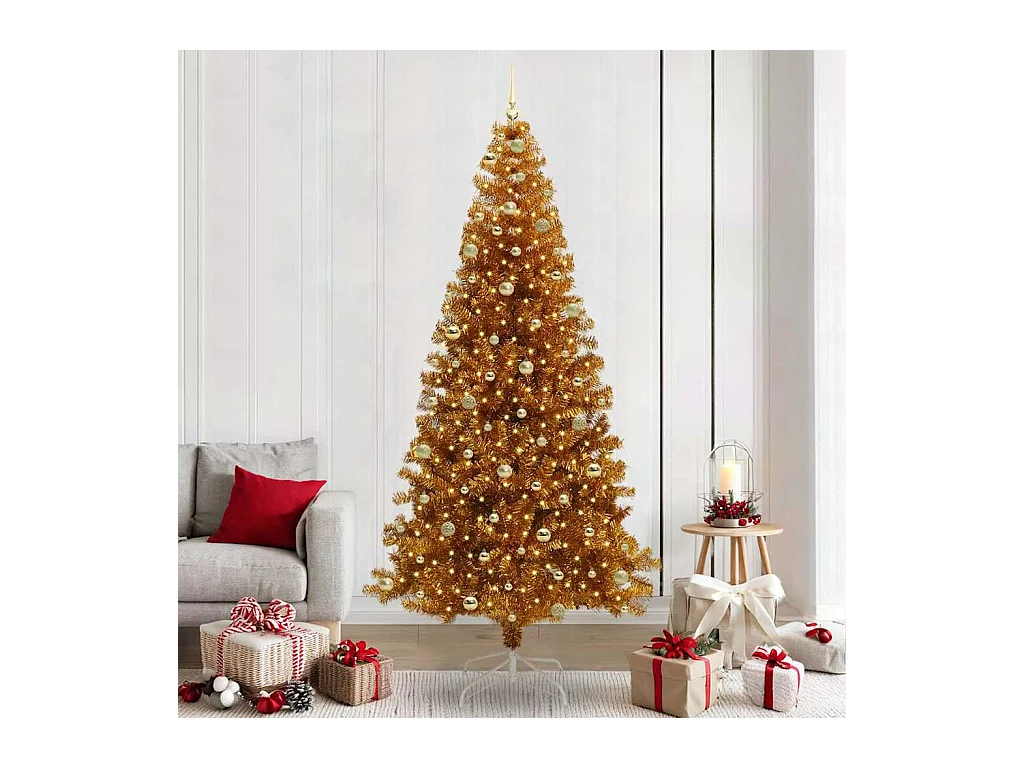 Árbol de Navidad con 300 LED con soporte Dorado 240 cm PET