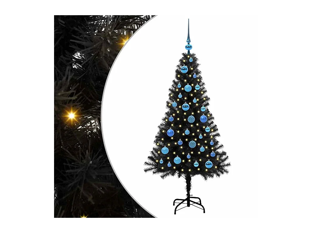 Sapin de Noël avec 150 LED avec support Noir 150 cm PVC