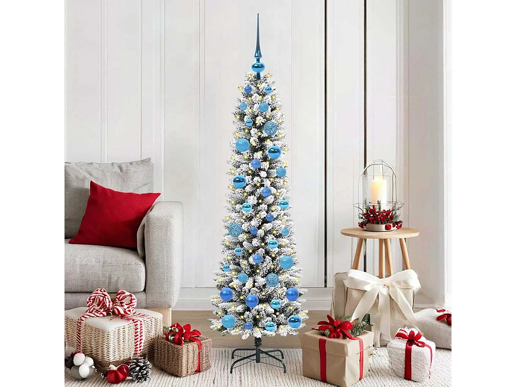 Sapin de Noël artificiel avec 150 LED Vert et blanc 150 cm