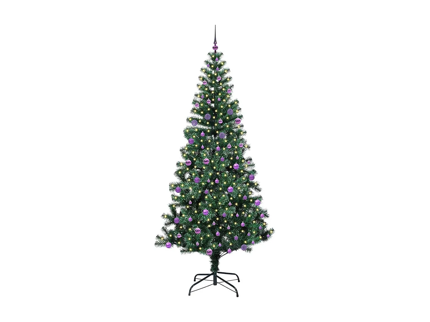 Sapin de Noël artificiel pré-éclairé Vert 240 cm PVC et métal