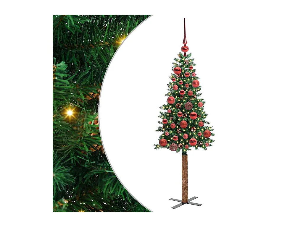 Árbol de Navidad Delgado con 150 LED con soporte Verde 150 cm