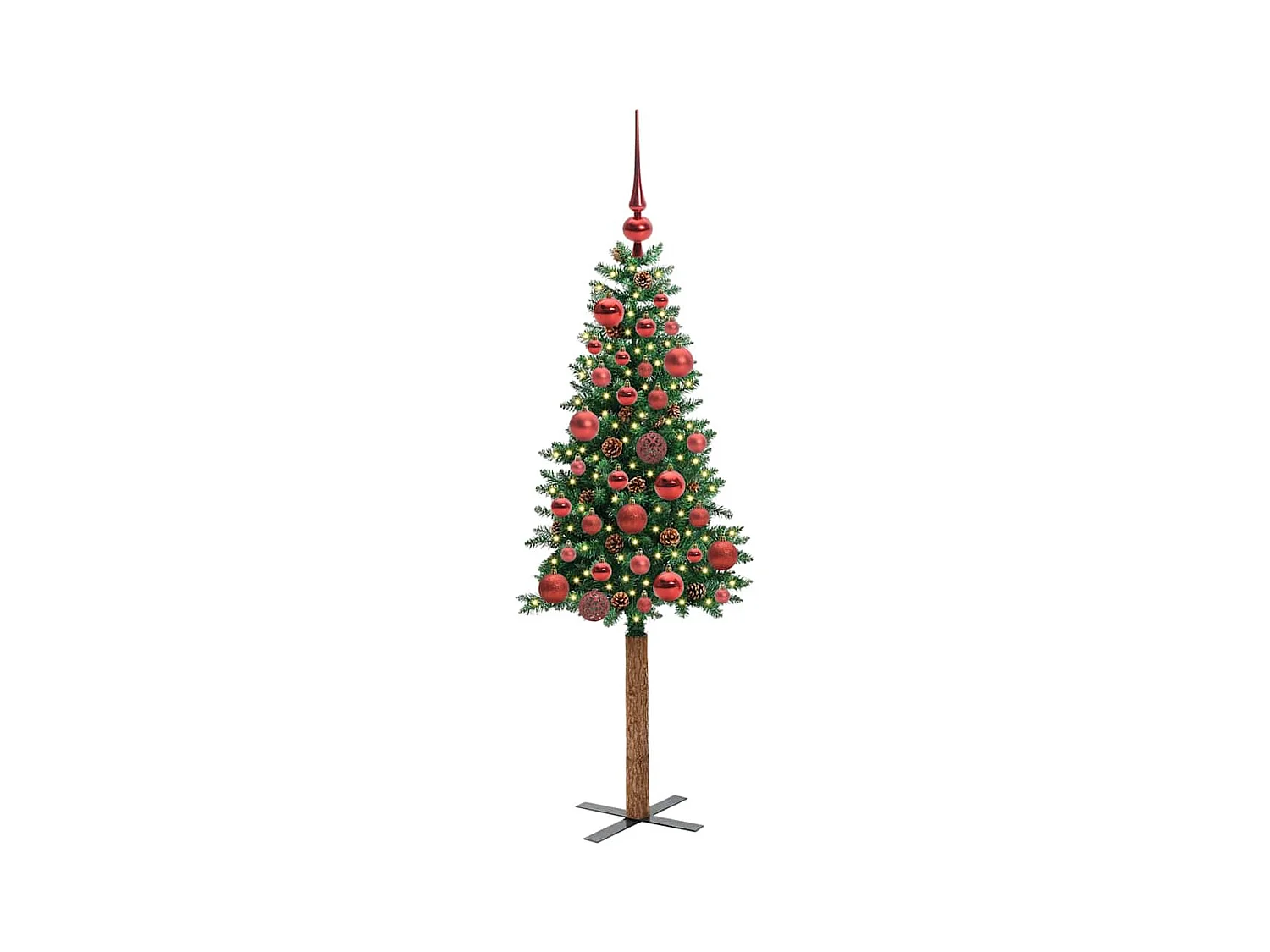 Árbol de Navidad Delgado con 150 LED con soporte Verde 150 cm