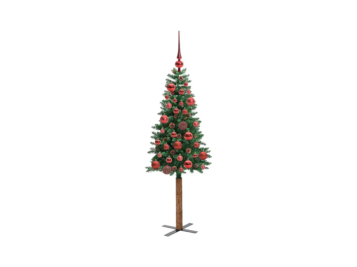 Árbol de Navidad Delgado con 150 LED con soporte Verde 150 cm