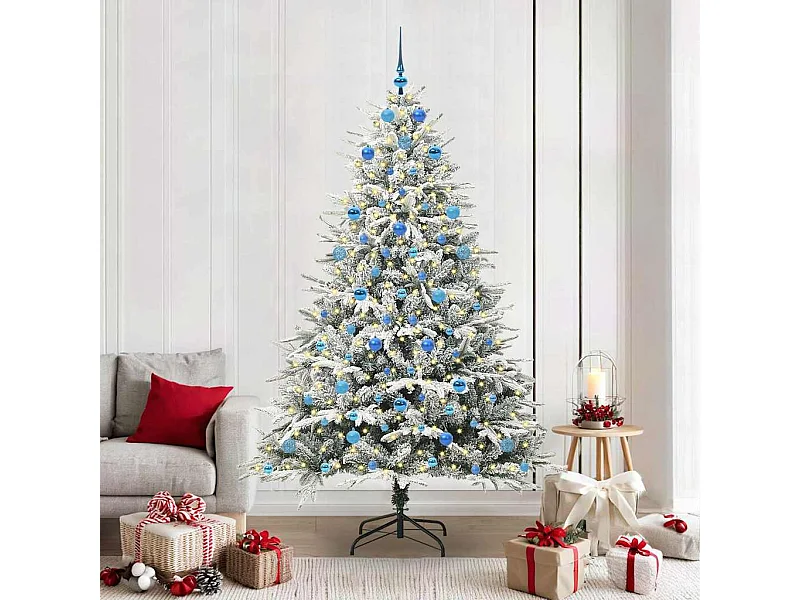 Sapin de Noël artificiel pré-éclairé avec set de boules Vert