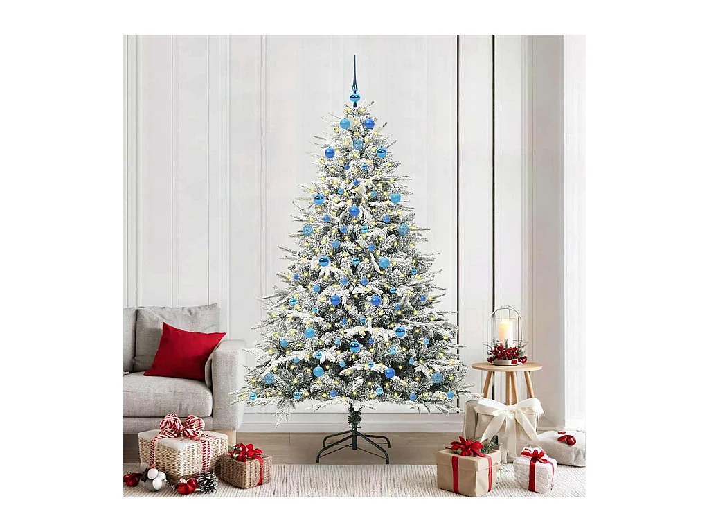 Árbol de Navidad artificial preiluminado con juego de bolas