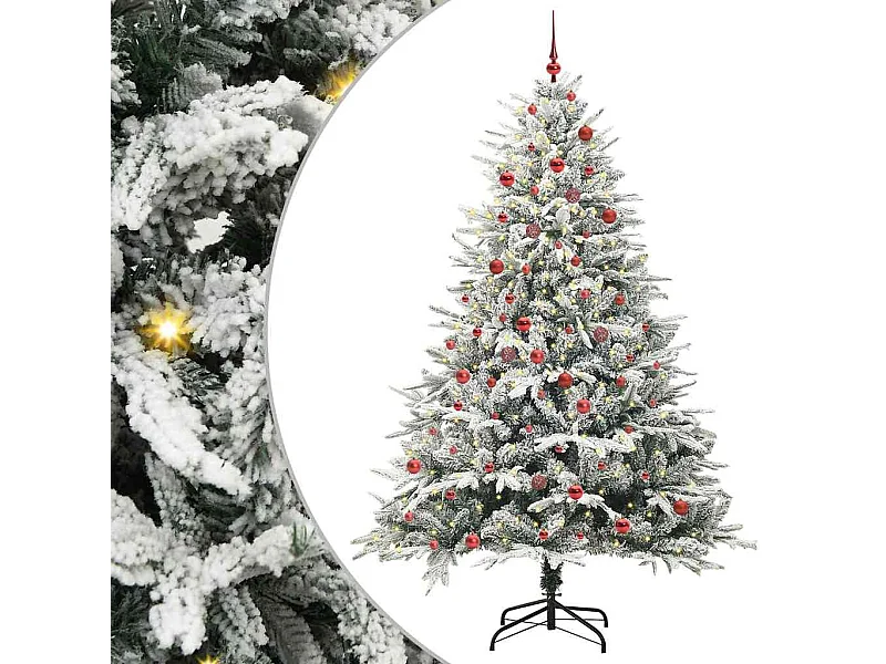 Sapin de Noël artificiel pré-éclairé avec set de boules Vert