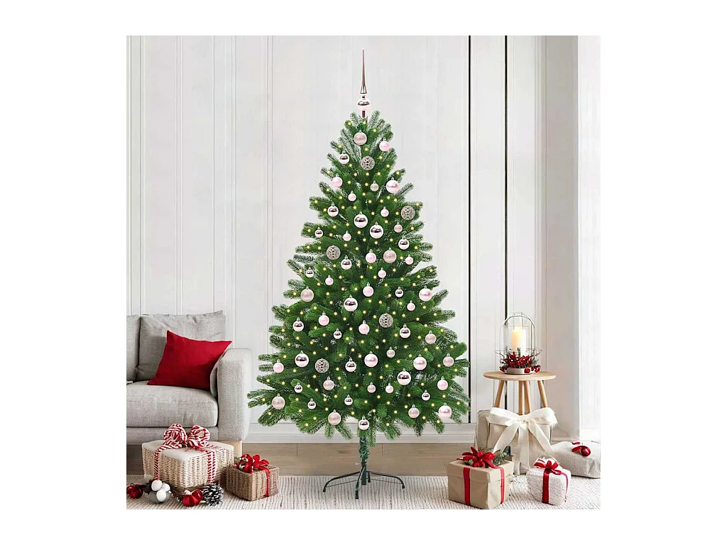 Árbol de Navidad con 300 LED con soporte Verde 210 cm PE