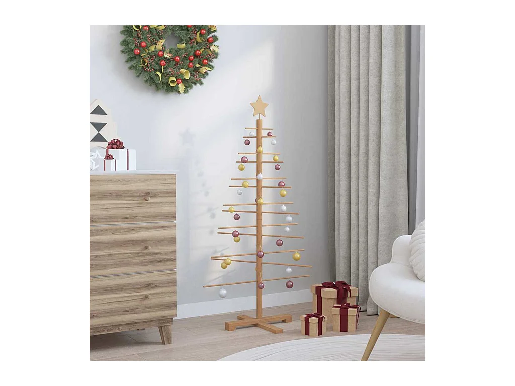 Arbre de Noël en bois avec support Marron 125 cm Bambou